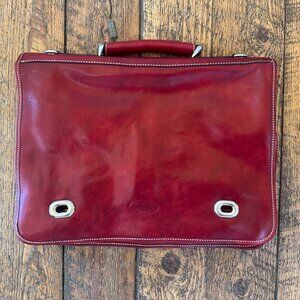 Sabani Genuine Italian Leather Briefcase, Red